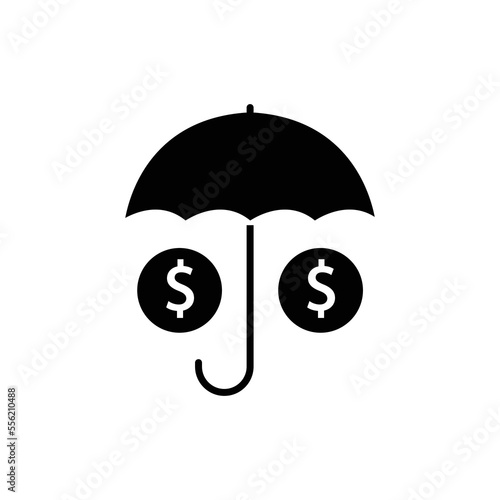 umbrella icon illustration with dollar. Insurance symbol. glyph icon style. suitable for apps, websites, mobile apps. icon related to finance. Simple vector design editable