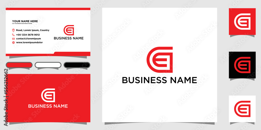 Letter GE monogram logo with business card design