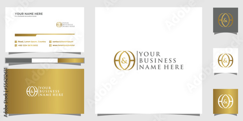 Initial H and H circle simple logo design minimalist with busines card 
