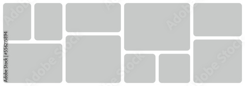 Pictures or photos frame collage. comics page grid layout abstract photo frames and digital photo wall template