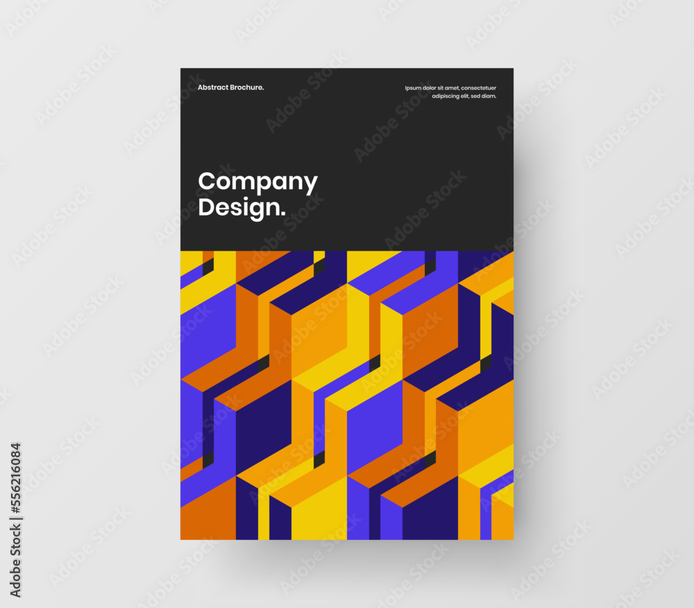 Trendy booklet A4 design vector illustration. Bright geometric shapes corporate brochure template. Trendy booklet A4 design vector illustration. Bright geometric shapes corporate brochure template.