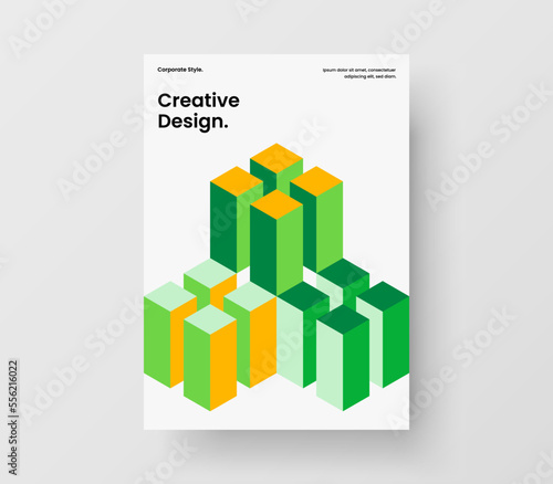 Minimalistic annual report A4 design vector template. Clean geometric hexagons booklet concept.