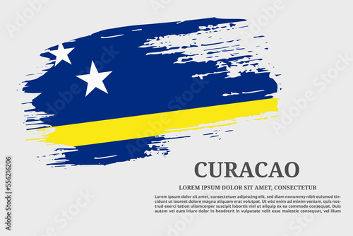 Curacao flag grunge brush and poster, vector