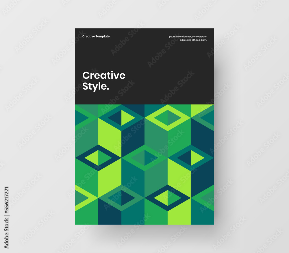 Abstract book cover A4 design vector template. Bright geometric pattern handbill concept.