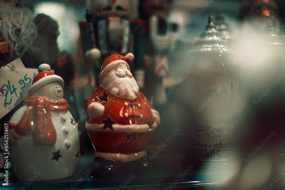 Santa Claus and Snowman on a gift shop display