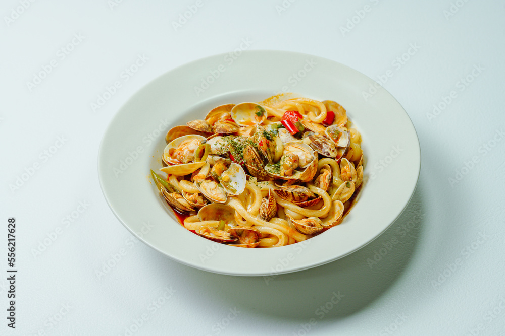Spicy and delicious Chinese food Clam Mara stir-fried noodle dish