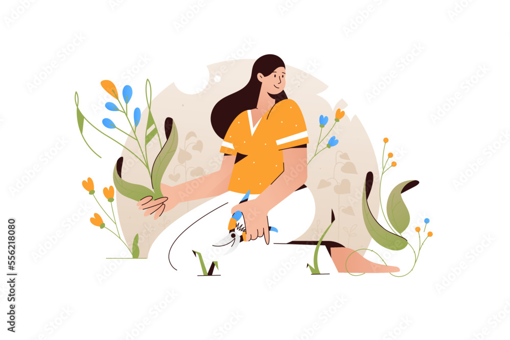 Woman gardener working in garden Woman gardener working in garden