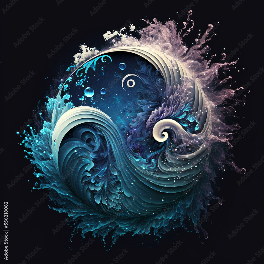 water circle in graphic shapes generative AI water circle in graphic shapes generative AI