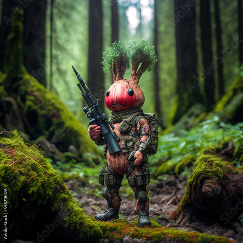 warrior radish in the forest generative AI