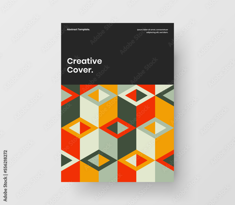 Modern mosaic hexagons company identity template. Fresh cover A4 design vector illustration.