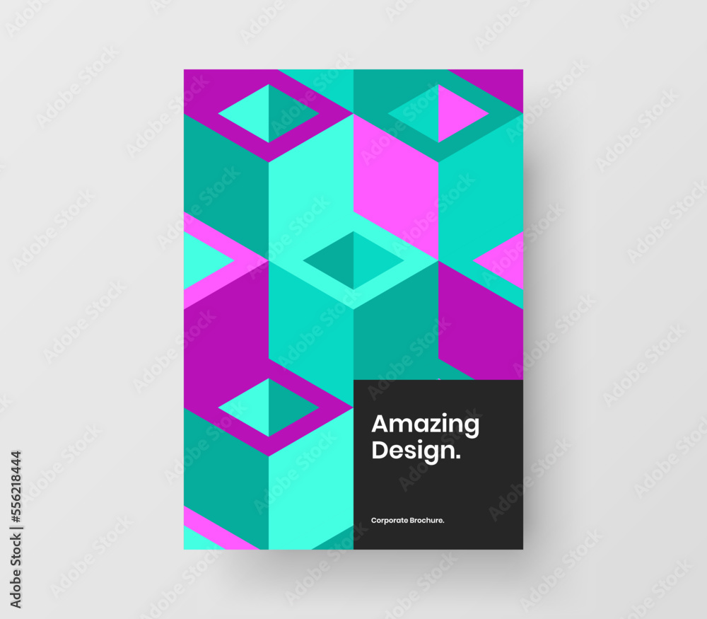 Multicolored placard A4 vector design concept. Amazing geometric pattern corporate identity template.
