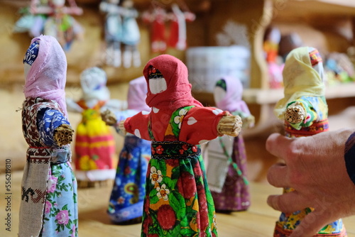 Yalutorovsk, Russia - 06.03.2018 : Decorative painted household items in the Old Russian style. photo