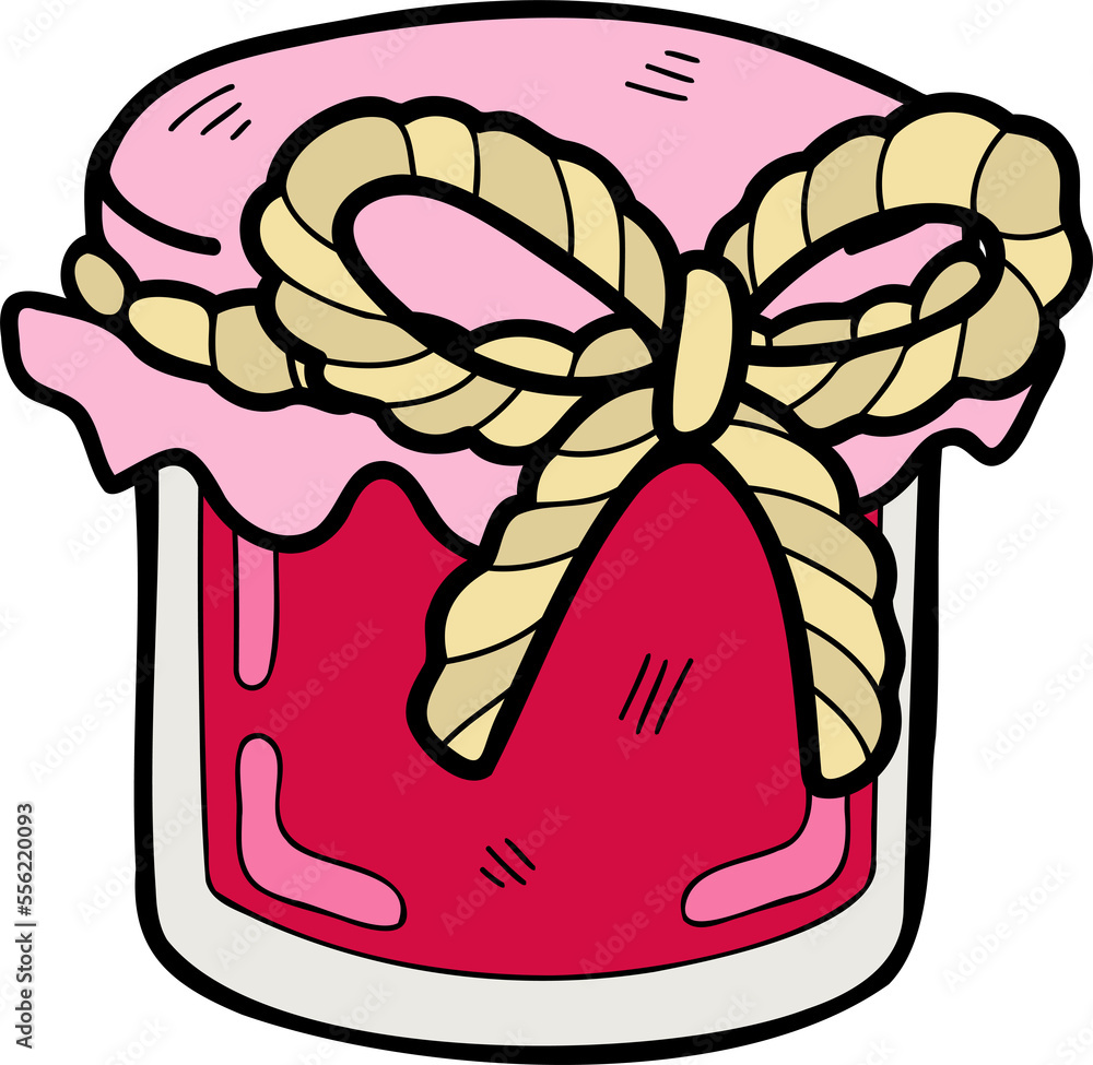 Hand Drawn strawberry jam jar illustration Hand Drawn strawberry jam jar illustration