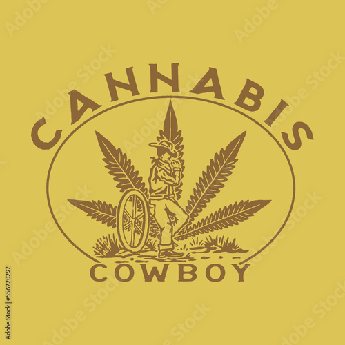 cowboy graphic man design cannabis illustration country vintage badge