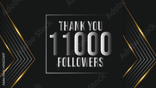 Thank you design Greeting card template for social networks followers, subscribers, like. 11000 followers. 11k followers celebration
