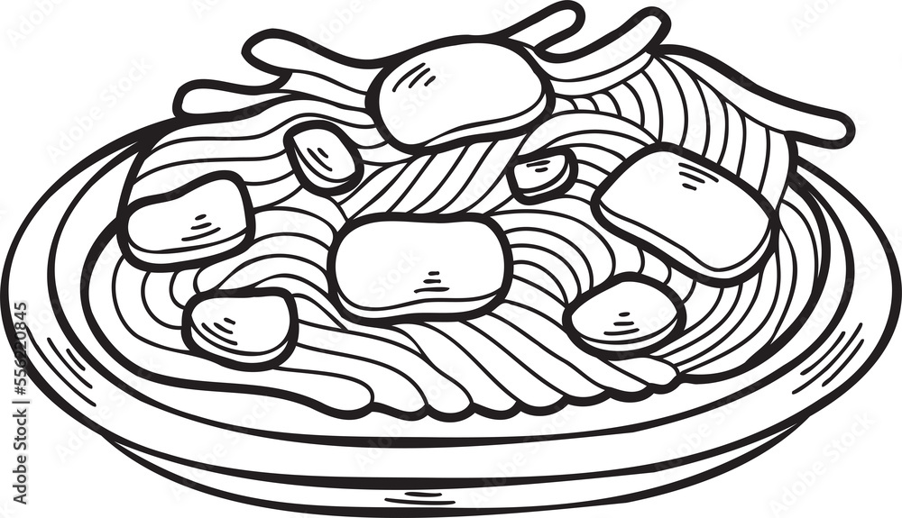 Hand Drawn noodle Chinese and Japanese food illustration Hand Drawn noodle Chinese and Japanese food illustration