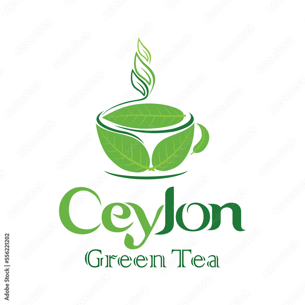 Ceylon Green Tea logo vector - obrazy, fototapety, plakaty 