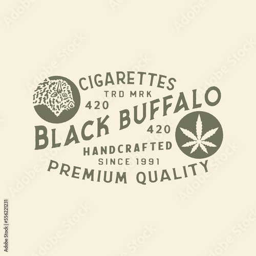 logo cannabis buffalo graphic emblem design badge hemp illustration nature vintage
