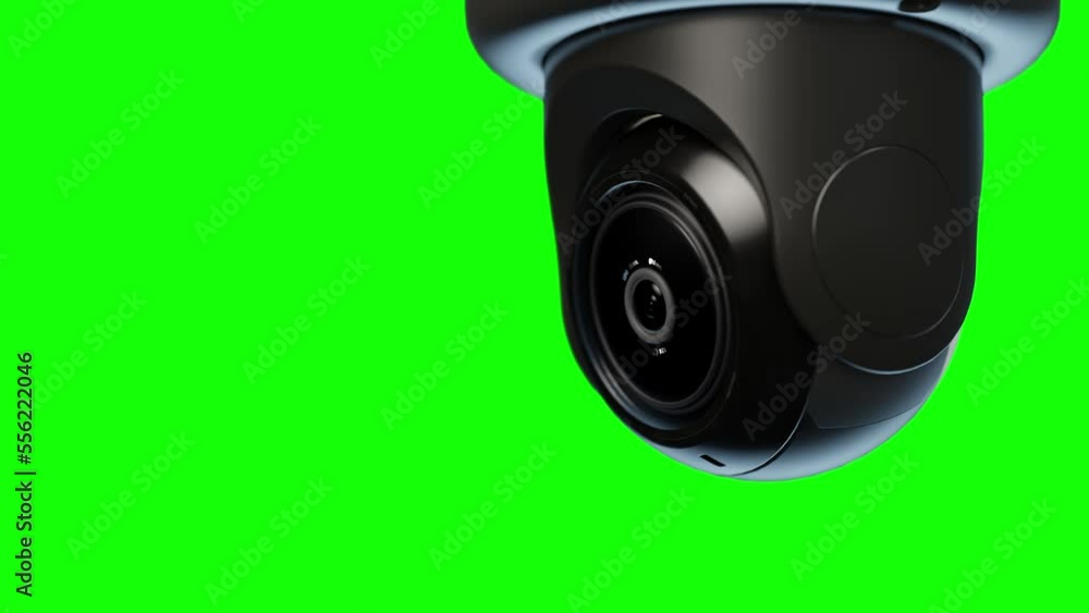 CCTV camera on Green screen. controlled in all directions and Scan the