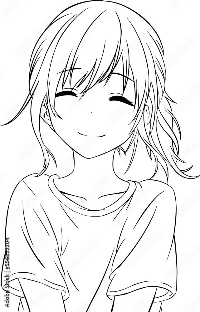 Line Art Anime Drawing Girl  Anime Line Art Transparent  900x1200 PNG  Download  PNGkit