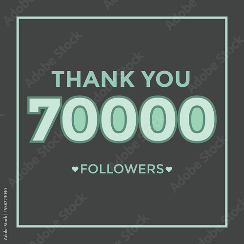 Thank you design Greeting card template for social networks followers, subscribers, like. 70000 followers. 70k followers celebration
