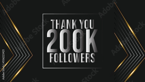Thank you 200000 followers congratulation template banner. 200k followers celebration 