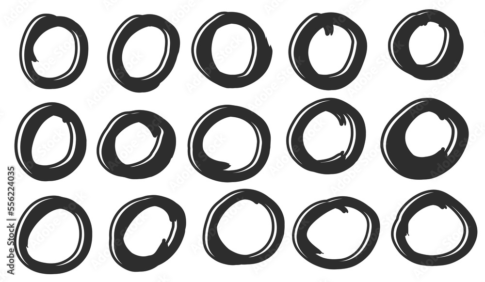 Hand drawn Circles Vector Silhouette Set Hand drawn Circles Vector Silhouette Set
