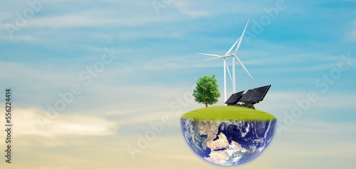 Fototapeta Naklejka Na Ścianę i Meble -  Clean energy environment concept love the earth , earth image provided by Nasa.