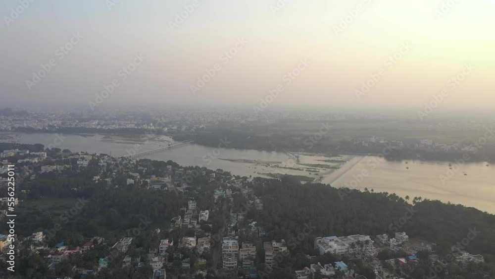 Srirangam temple complex India, aerial drone view 4k Tamil Nadu Srirangam temple complex India, aerial drone view 4k Tamil Nadu