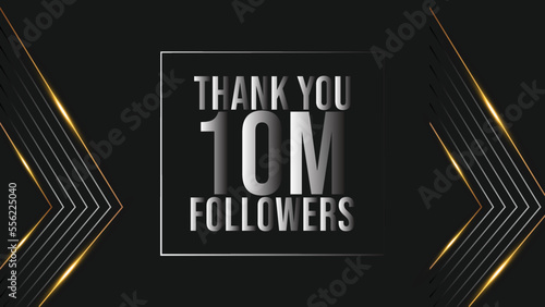 Thank you design Greeting card template for social networks followers, subscribers, like. 10m followers. 10m followers celebration
