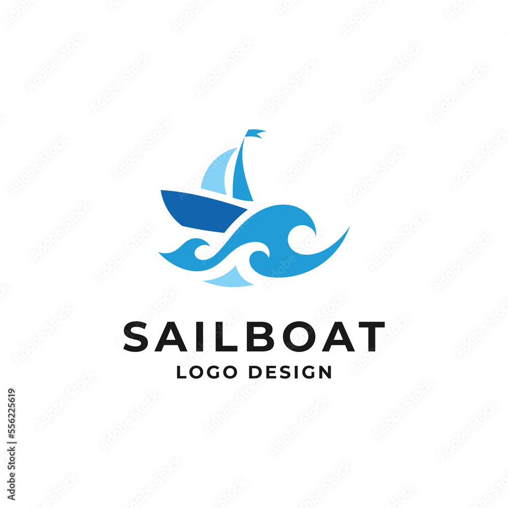 sail boat for transportation or travel logo design