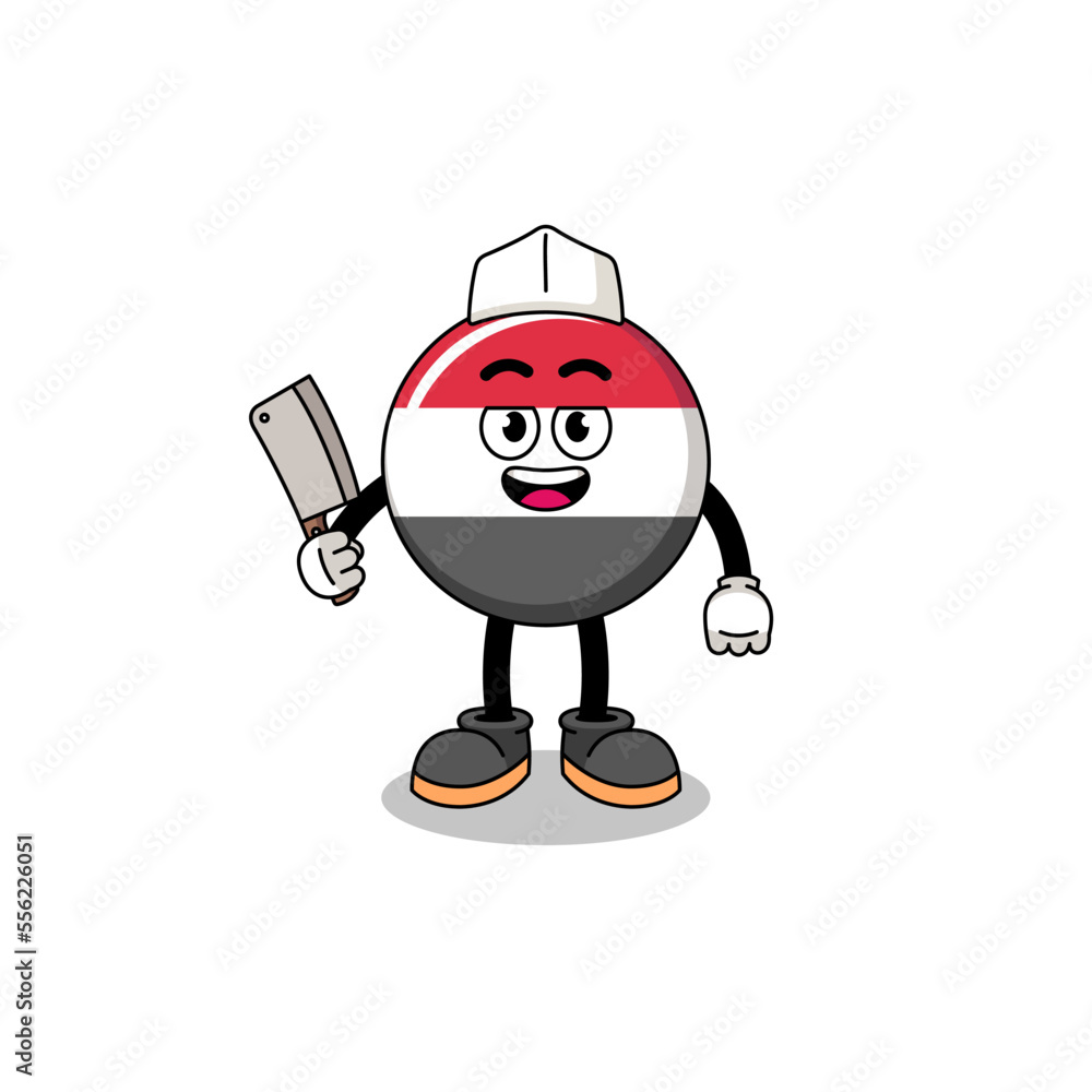 Mascot of yemen flag as a butcher Mascot of yemen flag as a butcher