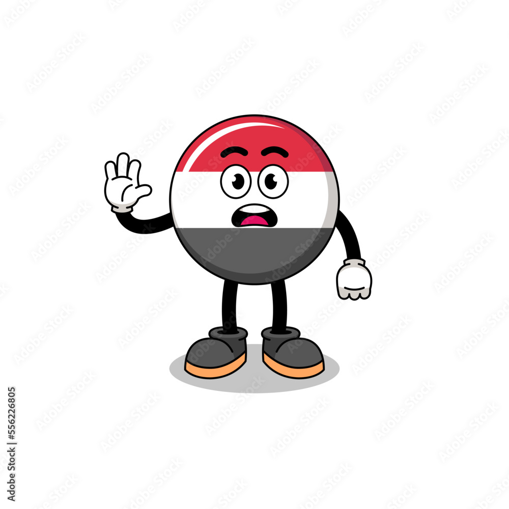 yemen flag cartoon illustration doing stop hand yemen flag cartoon illustration doing stop hand