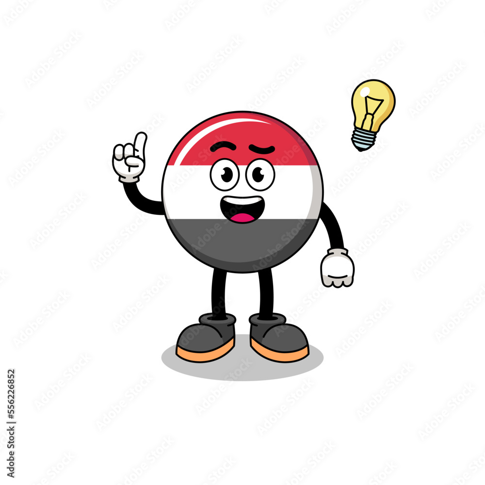 yemen flag cartoon with get an idea pose yemen flag cartoon with get an idea pose