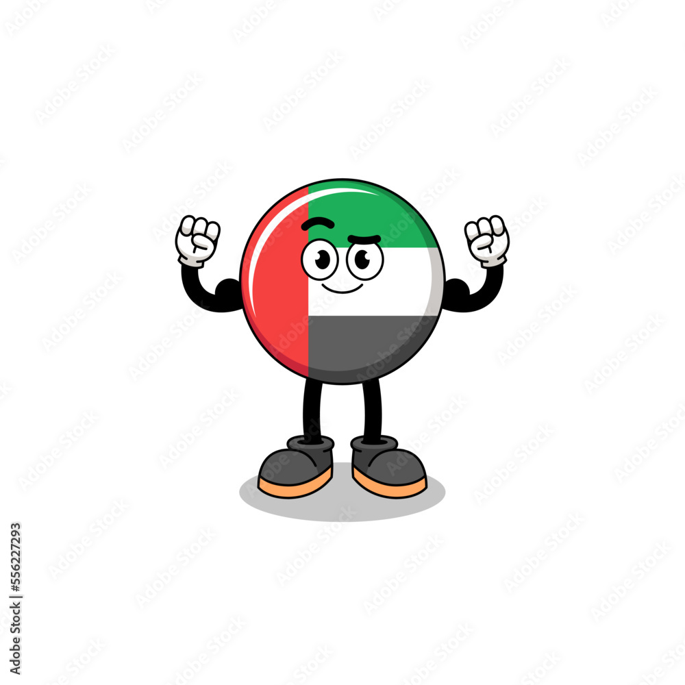 Mascot cartoon of UAE flag posing with muscle Mascot cartoon of UAE flag posing with muscle