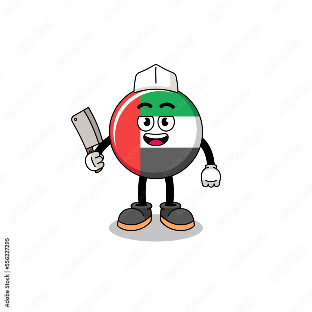 Mascot of UAE flag as a butcher Mascot of UAE flag as a butcher