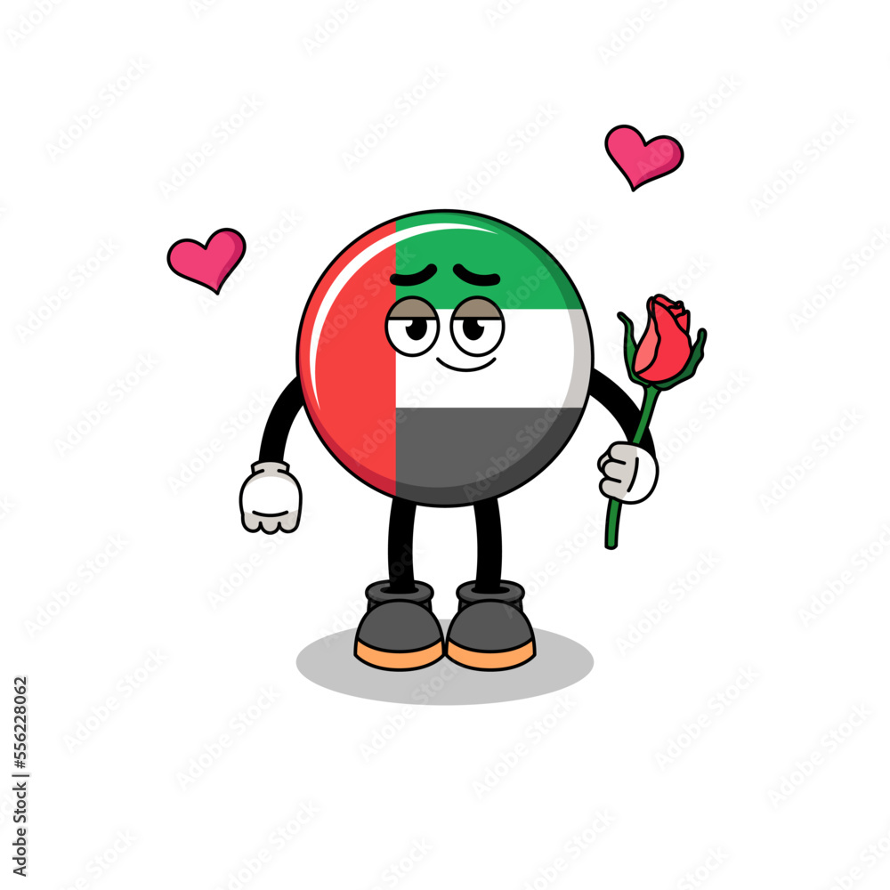 UAE flag mascot falling in love UAE flag mascot falling in love