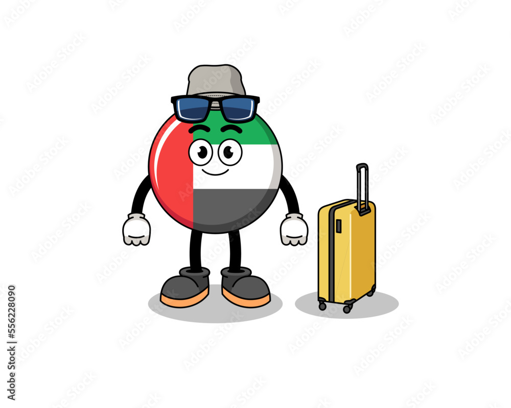 UAE flag mascot doing vacation