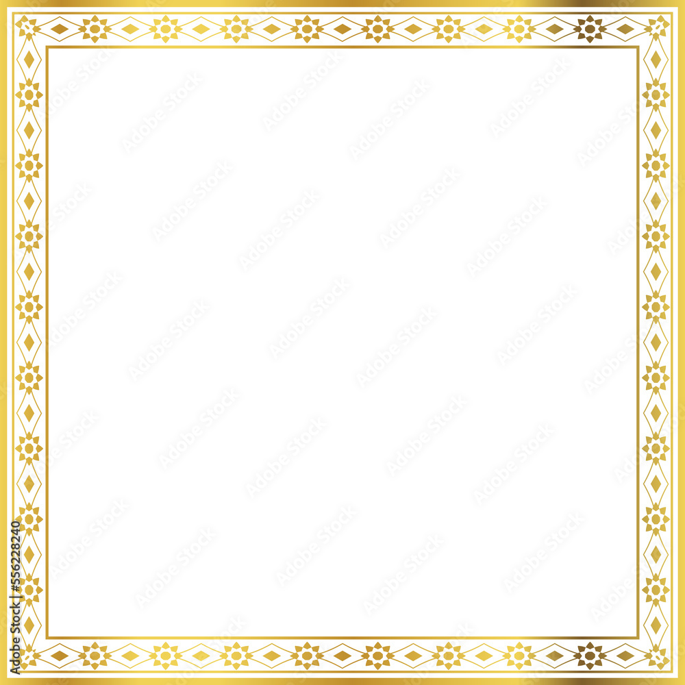 Obraz premium Luxury golden square frame botanic garden vingate pattern