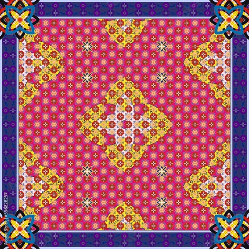 Floral cross stitch embroidery on background.geometric ethnic oriental seamless pattern traditional.Aztec style abstract illustration.design for texture,fabric,clothing,wrapping,print