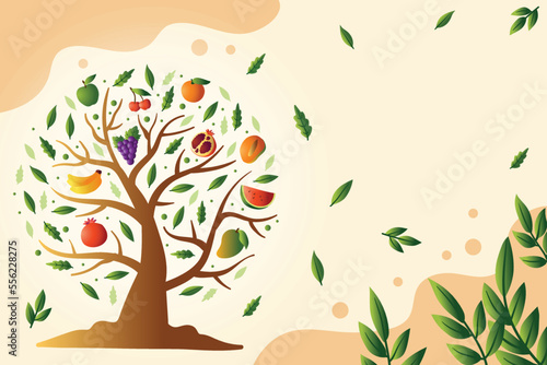 happy tu bishvat on hebrew. new year for trees, jewish holiday.