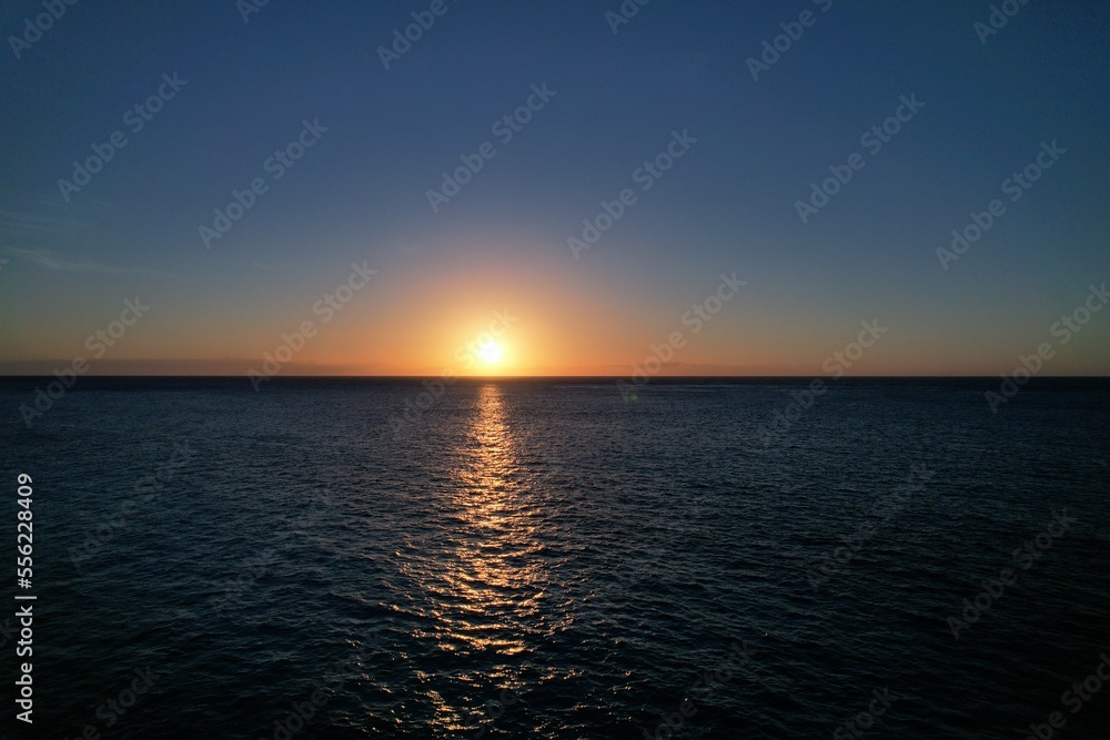 sunset over the sea, sun down