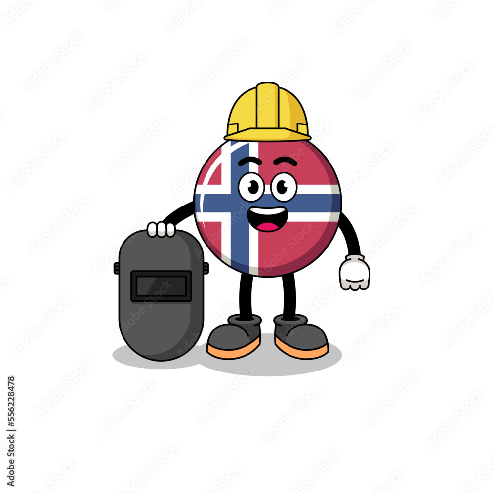 Mascot of norway flag as a welder