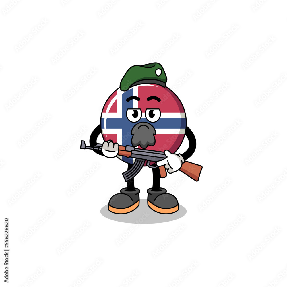 Character cartoon of norway flag as a special force