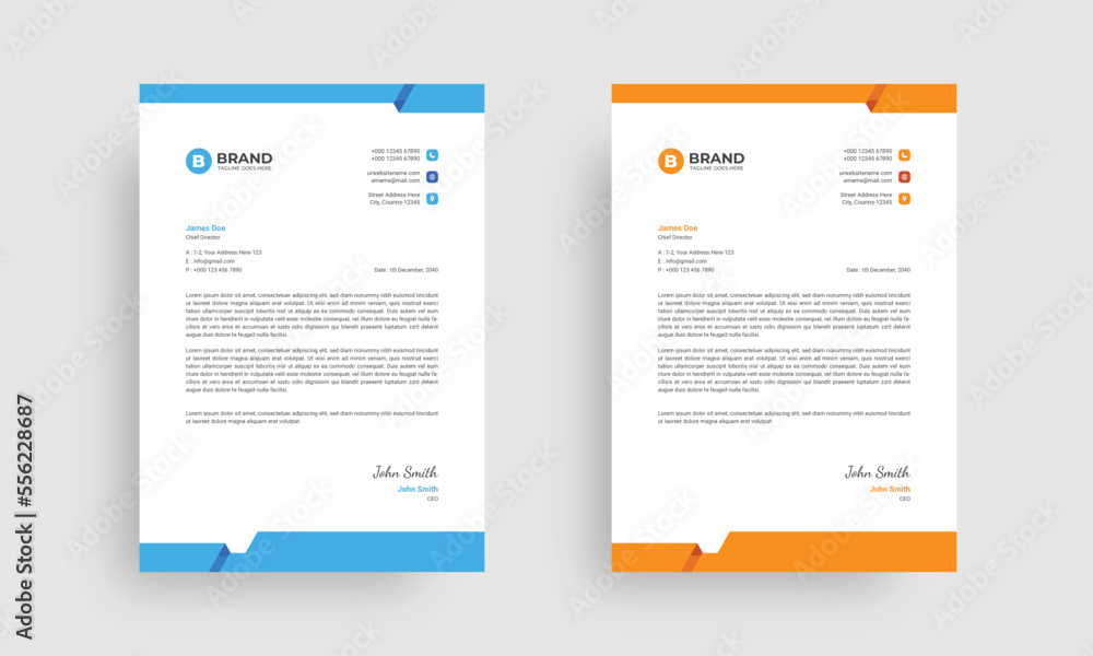 A4 business letterhead design layout. Corporate abstract letterhead design template.