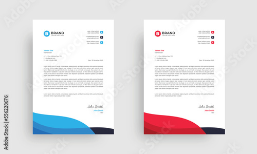A4 business letterhead design layout. Corporate abstract letterhead design template.