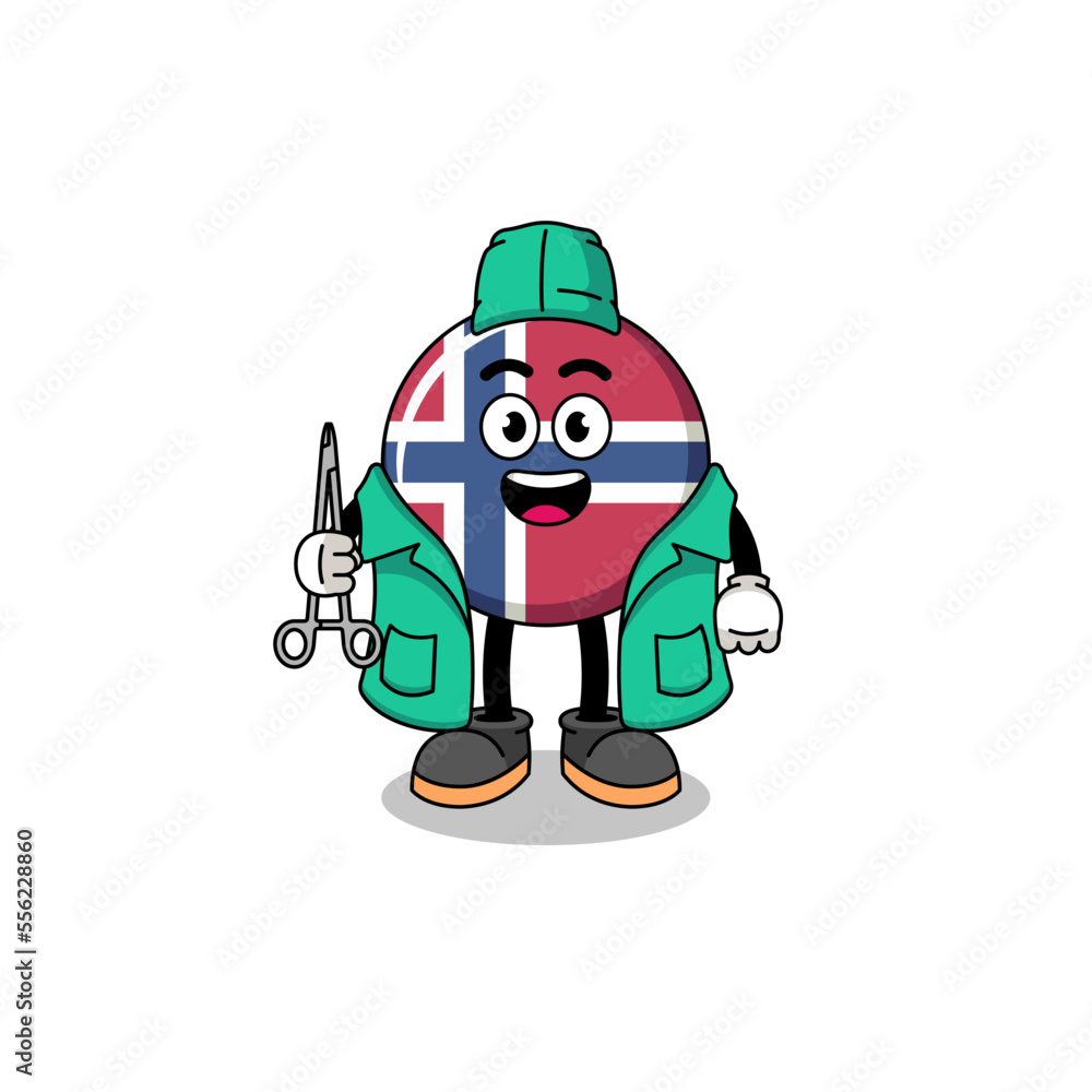 Illustration of norway flag mascot as a surgeon Illustration of norway flag mascot as a surgeon