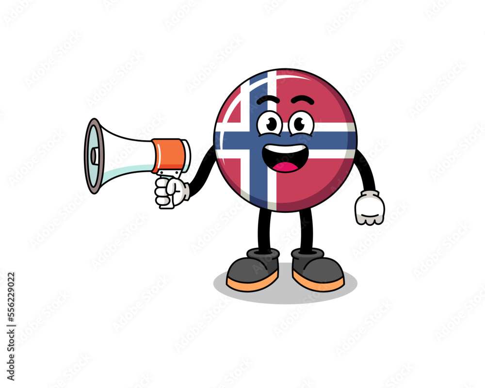 Naklejka premium norway flag cartoon illustration holding megaphone