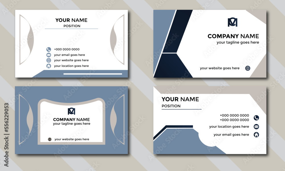 Clean modern double sided business card design template
