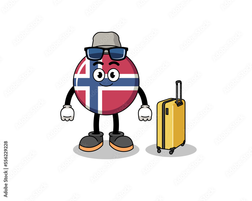 norway flag mascot doing vacation norway flag mascot doing vacation